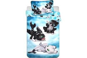 CR-LIGHTS How to Train Your Dragon Baby Bed Linen Toothless Dayshade Pillow Duvet for 100 x 135 cm