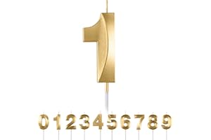 MACLUNAR Bougies d'anniversaire Numéro 1,3D Or Bougie Chiffre 1,Decoration Gateau Anniversaire,Bougies Gâteau Topper Decoration,Pour Les Enfants, Adultes