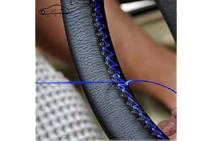 MAYCO BELL Fundas para volante fabricadas en cuero, con accesorio y costuras en tono azul