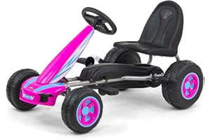 Milly Mally Viper Pedal Gokart Auto Tretauto Kinderfahrzeug mit Handbremse für Kinder ab 3 Jahren Rosa