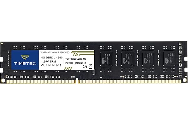 Timetec 4GB DDR3L / DDR3 1600MHz PC3L-12800 / PC3-12800 Non-ECC Unbuffered 1.35V / 1.5V CL11 2Rx8 Dual Rank 240 Pin UDIMM Memoria RAM Módulo para Actualizacion para PC Computadora de Escritorio