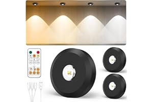 JVURICE® Vitrinenbeleuchtung Led,30 Farbwechsel Schrankbeleuchtung Led Spot Akku USB Aufladbar Mini 180H Energiesparend Magnet Unterbauleuchte Küche Schrankbeleuchtung Mit Timer Fernbedienung