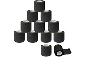 Tattoo Grip Cover Wrap - SOTICA 12PCS Einweg-Tattoo Grip Cover Tape Selbstklebende elastische kohäsive Bandagenrolle, Griffgriffschlauch für Tattoo-Maschinengriffzubehör Tattoozubehör