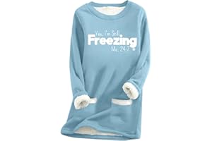 GENERIC Ladies Fleece Lined Jumpers Winter Warm Christmas Sweatshirt Solid Color Round Neck Tops Slim Fit Autumn Winter Jumpers for Women Vintage Plush Sweater Casual Thick Velvet Pullover S-5XL