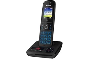 Panasonic KX-TGH720FRB DECT Téléphone Numérique Sans Fil Répondeur, Base et Combiné, Haut-Parleur Mains Libres, Identification de l'Appelant, Blocage des Appels Indésirables, Écran LCD Couleur, Noir