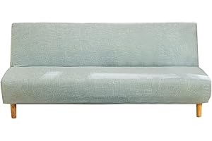 Mingfuxin Armless Sofa Bed Cover, Spandex Stretch Futon Slipcover Protector, Non-Slip Elastic Folding Couch Sofa Shield Fits for 2-3 Seater Folding Sofa Bed without Armrests(Linen Grey)