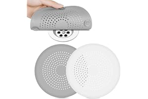Flintronic Silikonowe sitko odpływowe, osłona odpływu prysznicowego, łapacz włosów z przyssawkami, składany filtr do zlewu, ochraniacz filtra z mocną przyssawką, do wanny, łazienki, kuchni, 2 szt