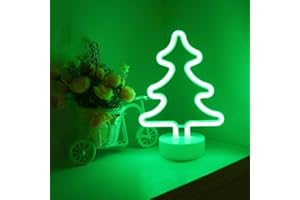 EAAERR neón signos de luz,árbol de Navidad LED Neon Signs lámparas con pedestal de neón con batería o USB Operación Luces de la noche de luz de neon decoración neón para Navidad, fiesta de cumpleaños, sala