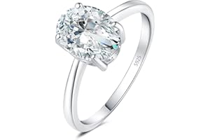 JewelryPalace 1-2ct Classique Cubic Zirconia Moissanite Bague Ovale Solitaire Pierre Argent 925 Femme, Plaqué Or Jaune Or Rose Bague Diamant Simulé Fiançailles Mariage, Ensemble Parure Bijoux Mariee