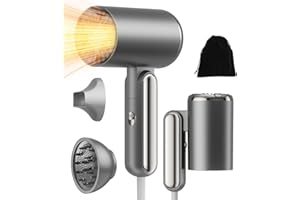 Sèche Cheveux avec Diffuseur, Atopskins 1800W Ionique Seche Cheveux avec Bouclés & Buses de Coiffage, 60000 TR/MIN,Concentrateur | Compact, Silencieux | Idéal Voyages et Gym, 3 Températures, Brosse