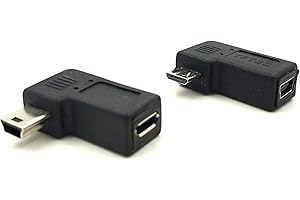 Duttek Adapter Micro USB na Mini USB, kąt prosty 90 stopni, 1 szt. Mini USB męski na Micro USB żeński adapter + 1 szt. Mini USB żeński na Micro USB męski konwerter