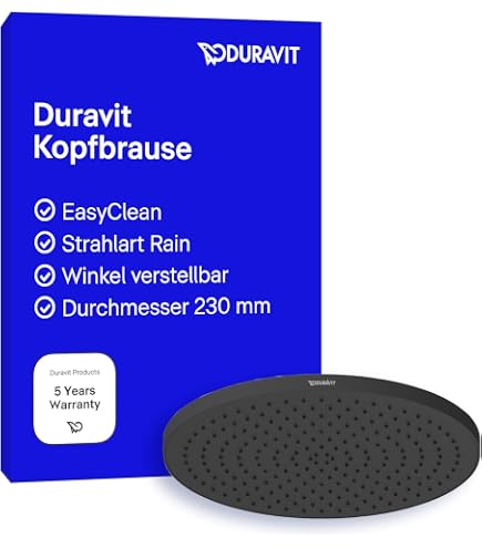 Duravit Universal Duschkopf Aus Edelstahl – Regendusche, Schwarz Matt, Wassersparend (9 L/min)