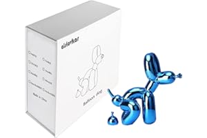 alslovkar Squat Balloon Hund Statue, Harz Skulptur Home Decor, Moderner Schreibtisch Büro Home Dekoration Zubehör für Wohnzimmer Tierfiguren (Galvanisiertes-Blau,9,5x9,5cm)