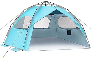 Glymnis Tenda da Spiaggia Quick Up Tenda Spiaggia Familiare Automatica 210 * 200 * 145cm Protezione UV 50+ Antivento per 4-6 Persone