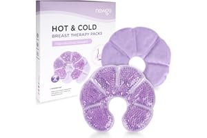 ‎NEWGO NEWGO 3-in-1 Groß Kühlpads Brust Stillen, 2 Stück Still Kompressen Kühlpads & Wärmekissen für die Brust, Brusttherapie, Weicher Stoff Zurück Fleece, kühlpads brust (Lila) 20cm X 17cm