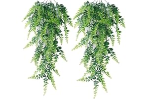 Valyria Home - 2 Piezas Artificial Helecho Colgante 90 cm - Artificiales Plantas Colgantes y Realistas - Balcón, Salon o Dormitorio - Hiedra Artificial Colgante - Hiedra Falsa Decorativa