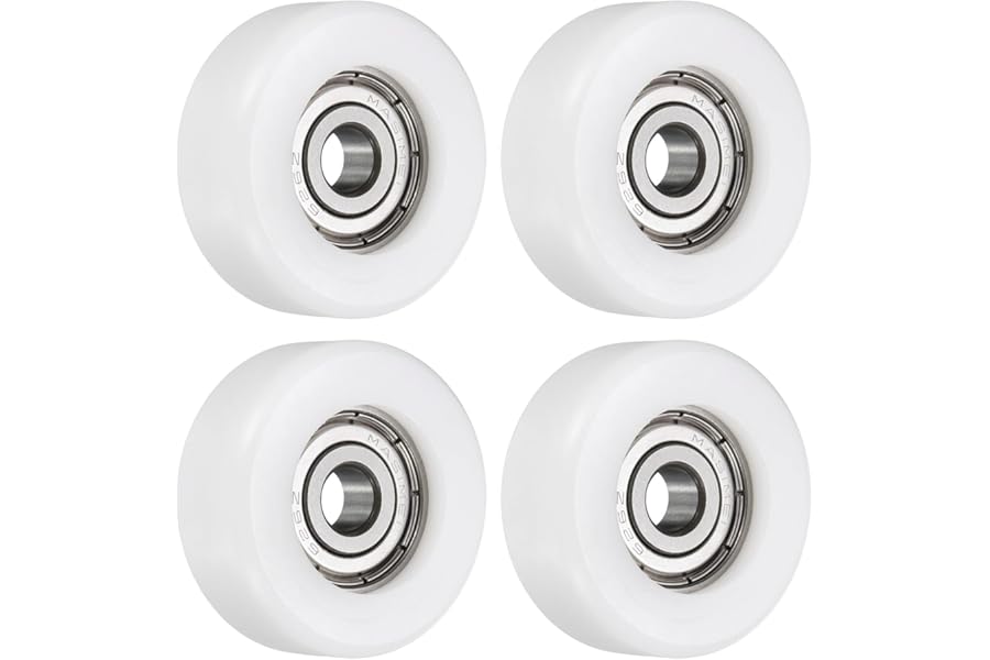 sourcing map 4 Pcs Roller Idler Bearing Pulley 6x30x12mm, Conveyor Rolling Wheel Flat Pulley with 626ZZ Bearing for Furniture Hardware Accessories (White)