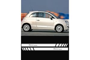 LALAIJDOU Adhesivos para Coches Decorative Stripes, Side Stripes Sticker Set for F-iat Abarth 500 595 (Blanco)