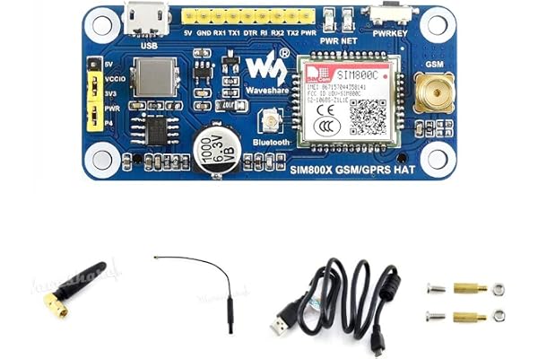 GSM/GPRS/Bluetooth Hat for Raspberry Pi 3B+/3B/2B/Zero/Zero W Based on SIM800C, Allow Pi to Send Messages, Connect to Wireless Internet, Transfer Data Via Bluetooth, UART Interface