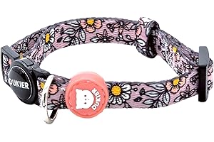 DUKIER - Collar para Gatos, Regulable y Ajustable, Accesorio Mascotas Resistente y con Cierre de Seguridad, Diseño Flower Power, Talla Única (17-29 cm)