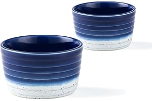 HENTEN HOME Pirottini Ceramica per Soufflé, UNICASA Ramekins Set di 2 x 240ml, Pirottini da Soufflé in Porcellana per Muffin, Cupcake e Budini