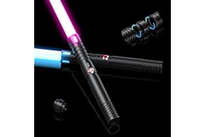 Cunsieun Sabre Laser en métal à Rotation Douce, Sabre Laser LED RVB 7 Couleurs avec poignée en métal, Sons de Combat de Film simulés, Rechargeable par USB 77 cm (Noir) (emballé Individuellement)
