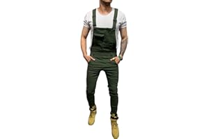 Pejihota Hombre Mono Denim Bib Mono Negro Cartas de la Moda Ropa de Trabajo Ajustable Slim Fit Jumpsuit con bolsillos