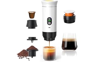 Gubbett Machine à Cafe Portable,3 En 1 Cafetière à Expresso Chauffage Électrique,Rechargeable,Pour Camping et Voiture,Chauffage Rapide,compatible avec Capsules K-Cup et café moulu,Pour voyage