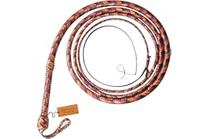 Bantoro Crafts Indiana Jones látigo Cuero de Canguro Bull Whip 16 Hilos Trenzados Bullwhip de Cuero Trenzado Ecuestre, Vientre de Cuero y Refuerzo de Cuero en el Interior,