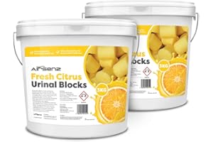 Airsenz Urinal Blocks 3KG x 2 - Fresh Citrus Fragrance - Eliminates Odours and Prevents Blockages- Slow Dissolving - Suitable for Urinal or Trough Use (Yellow)