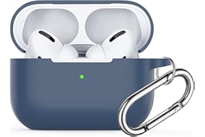 Custodia per AirPods Pro,Watruer Soft Silicone Skin Cover Custodia protettiva antiurto con portachiavi per Apple Airpods Pro 2019 (LED anteriore visibile) -Blu