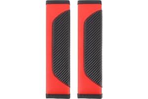 COMFORSO 2 Pcs Car Seat Belt Cover, Red Car Seat Belt Pads, Microfiber Leather Seat Belt Shoulder Strap, Women/Men Covers Harness Universal Fit for All Cars, Neck Shoulder Friendly, Red