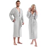 DENİZLİ CONCEPT Unisex Kapşonlu 4 Kat M&uuml;slin Bornoz (Gri,S/M)