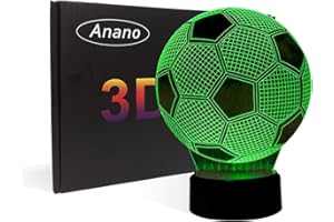 ANANO Ilusión 3D Lámpara de luces de fútbol, LED mesa de fútbol 7 colores decoración de escritorio Control táctil USB alimentado decoración del partido Lámpara visual 3D para la decoración