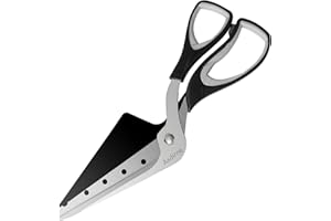 Asdirne Ciseaux à pizza multifonctionnels roulette à pizza avec pelle lame tranchante acier inoxydable qualité alimentaire poignée souple 27 cm noir/gris