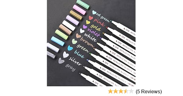 Agare Metallic Marker Pens Set Of 10 Assorted Brilliant Colors Value Set For Adults And Kids (712367782221)