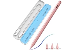 PAPERFEEL Stylet Pen pour Apple iPad Pencil (2018-2022) avec étui, pour iPad Pro 11/12.9 (3e/4e/5e/6e), Air 3/4/5, Mini 5/6, iPad 6e/7e/8e/9e/10e Génération, Rejet de Paume, Fonction d'inclinaison, Magnétique