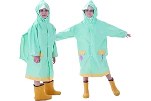Keyck Impermeabile Bambini Poncho Pioggia Unisex Leggero Cappuccio Antipioggia Giacca Antivento Cartone Animato Impermeabile Tuta Scuola Asilo Bambine Bambino Bimbo Bimba, 3-12 Anni