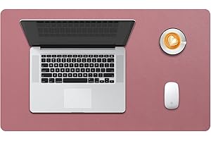 DOBAOJIA Duża podkładka na biurko, mata na biurko, ochrona na biurko, do laptopa/klawiatury/myszy, skóra poliuretanowa, wodoszczelna, + zamsz, antypoślizgowa, 60 x 35 cm (ciemnoróżowa)