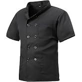 MeiLayM Men's Lightweight Chef Jackets Professional Chef Jacket - Hospitality Uniform Chef Jacket Bar Restaurant Short Sleeve