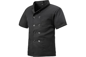 MeiLayM Veste de Chef pour Hommes Vêtement De Chef Professionnel Léger Vêtement de Cuisine à Manches Courtes Convient aux chefs cuisiniers aux boulangers aux barmen