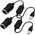 WYMECT USB A Male to 12V Car Cigarette Lighter Socket Female Converter Cable 2-Pack