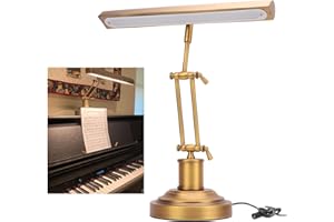 Jectse Piano Light for Grand/Upright & Digital Pianos, 12W LED Music Stand Light with 3 Color Modes, 3000K-6000K Touch Dimming, Adjustable Antique Leaning Piano Banker Desk Lamp 85 CRI