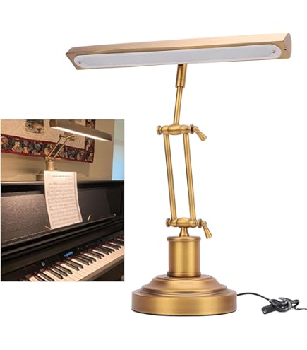 Lampada Per Pianoforte GEWA PL-78 - LED Dimmerabile, Ricarica Wireless, USB, Oro Opaco - Foto 4