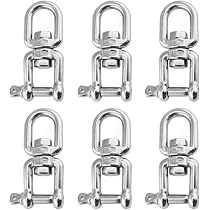 Set 4 Ganci Girevoli M8 In Acciaio Inox 304 - Gancio Ad Anello Doppia Estremità, Portata 450 Kg, Per Altalene E Sospensioni