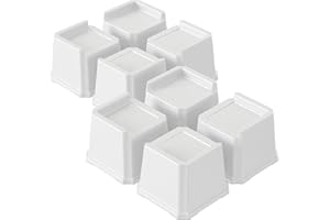 Lutown-Teen Rialzi per letto, 7,6 cm, resistenti, a forma di L, per divani, sedie, divani, tavoli, set da 8 pezzi, bianco