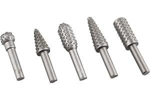HALJIA 5 stycken roterande fil Raspel hårdmetall-titanpennset trä bitar för slipning, polering, slipning, snitt infattning hå