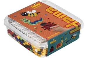 Hama Perlen 8744 Bügelperlen Dose mit ca. 600 bunten Maxi Bastelperlen mit Durchmesser 10 mm, Stiftplatte, inkl. Bügelpapier, kreativer Bastelspaß für Groß und Klein