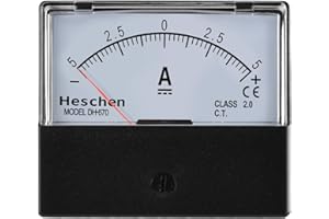 Heschen Rectangle Panel Mounted Current Meter Ammeter Tester DH-670 DC -5-0-5A Class 2.0