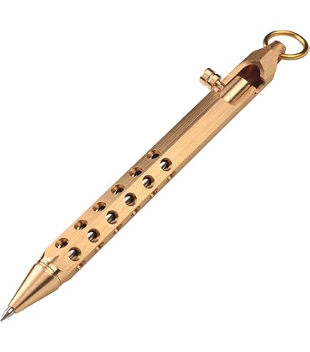 T&F Massiver Messing-Stift – Filigraner Kugelschreiber Mit Bolt-Action-Mechanismus, 0,5 Mm, 14 Cm